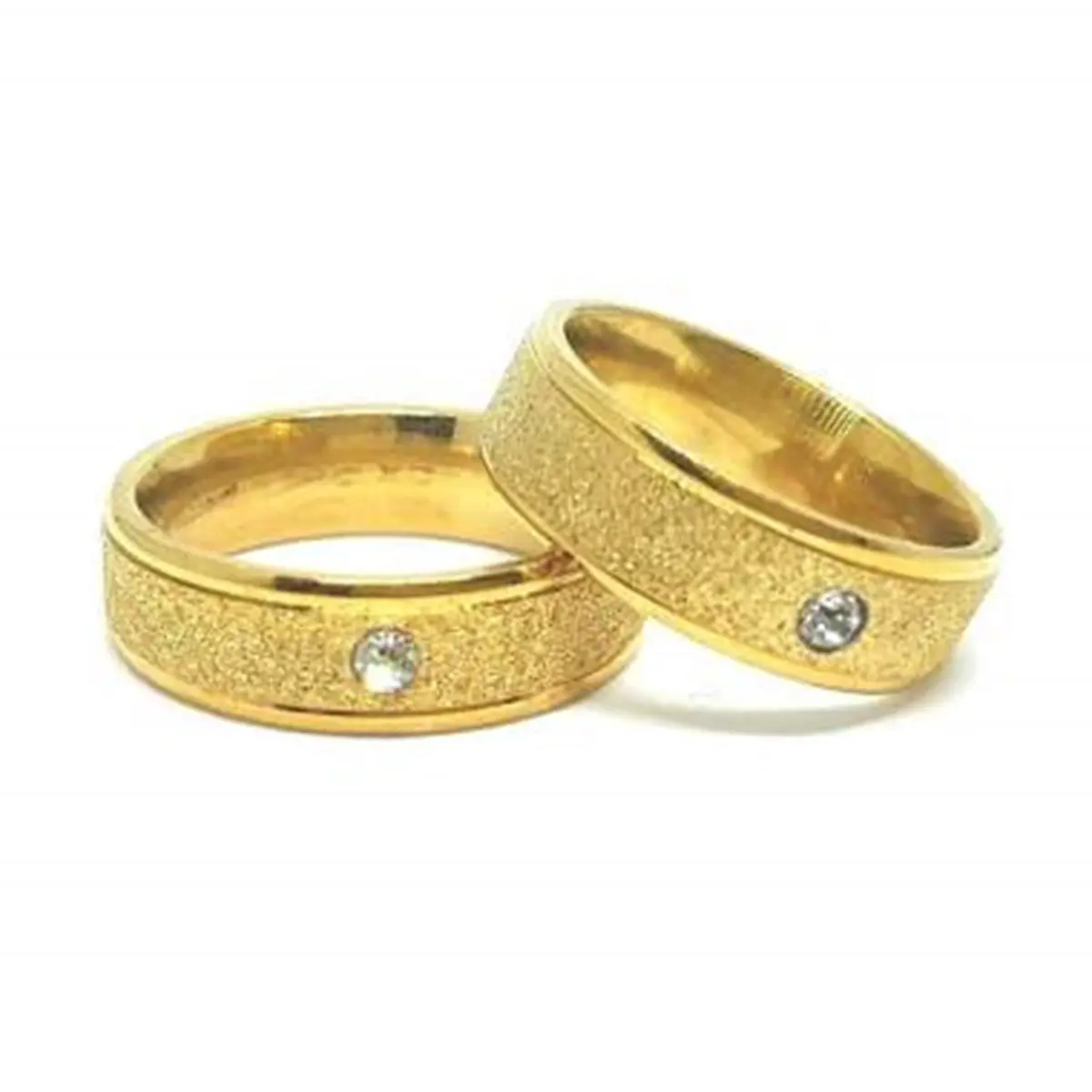 Cincin Titanium Wanita Dan Pria Motif Pasir Mata Satu Gold Untuk Tunangan Dan Kado Ulang Tahun Jewellery Ring cincin ikat pasangan cincin mata