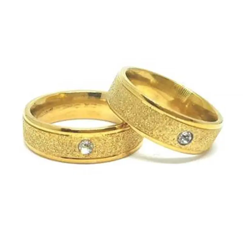 Cincin Titanium Wanita Dan Pria Motif Pasir Mata Satu Gold Untuk Tunangan Dan Kado Ulang Tahun Jewellery Ring cincin ikat pasangan cincin mata 0
