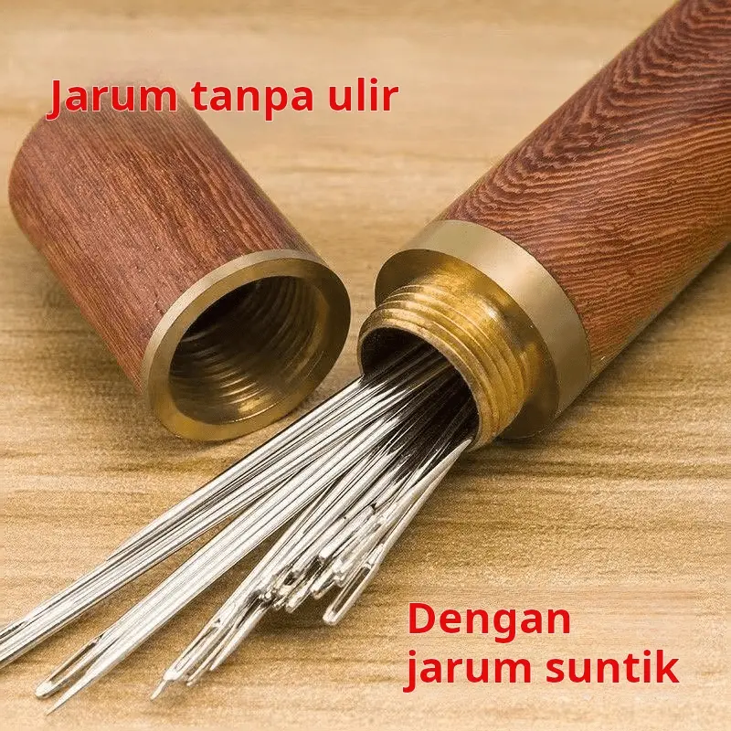 Orang tua tidak perlu memasukkan benang ke dalam jarum jarum jahit rumah jarum jahit rumah silinder kayu jarum jahit tangan dan set kotak benang
