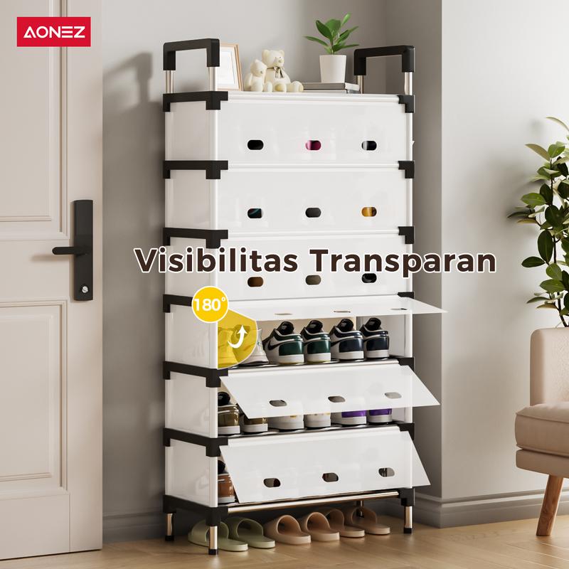 Product Introduction of 【30Hari Garansi】Aonez Rak sepatu dan topi anti debu Rak Gantungan Baju Stand Hanger Rak Sepatu Penyimpanan Jaket Topi Rak Jemuran Baju Rak Sepatu Sandal Rak 6