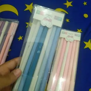 FIVEVOO Pulpen Pena 0.5MM Tabung Jarum Penuh Pena Hitam Cepat Kering Pena Netral/Pena Morandi