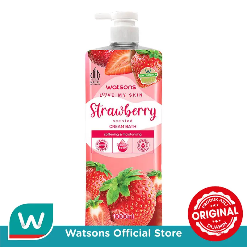 Watsons Strawberry Scented Cream Bath 1000ml 0