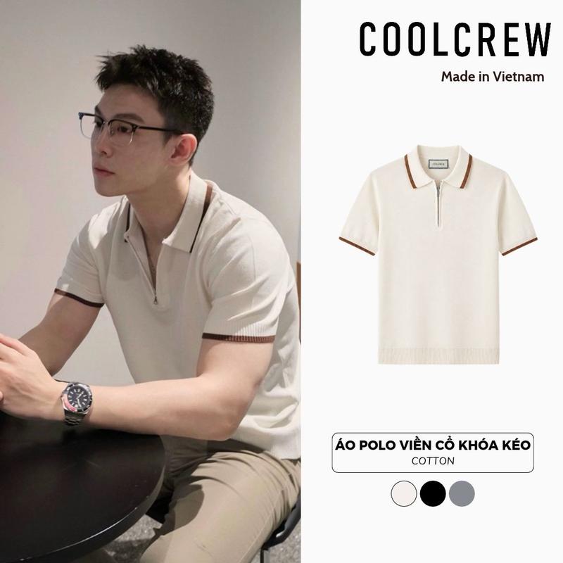 Áo Polo Viền Cổ Khóa Kéo COOLCREW Form Rộng Tay Ngắn Basic Phong Cách Hàn Quốc Unisex APN107