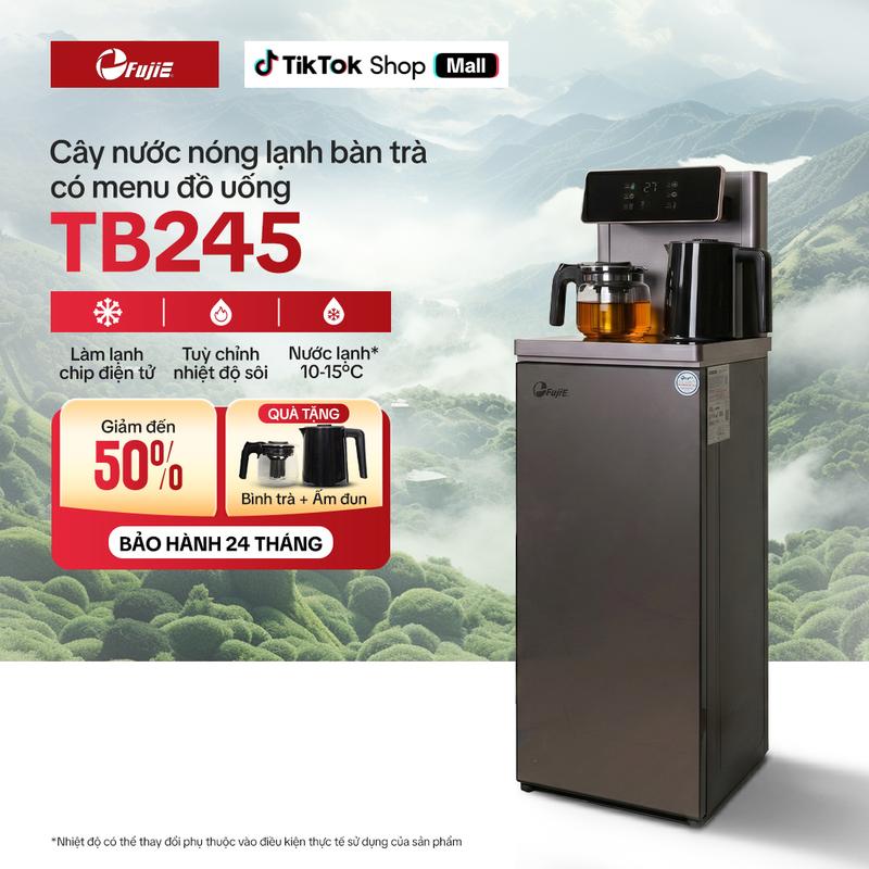 Cây nước nóng lạnh kết hợp bàn trà FujiE TB245, công nghệ chíp điện tử, Kết hợp bàn pha trà, cafe