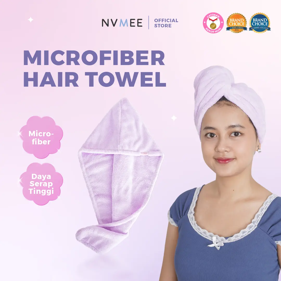 NVMEE - MICROFIBER HAIR TOWEL HANDUK RAMBUT LEMBUT MENYERAP DAYA SERAP TINGGI