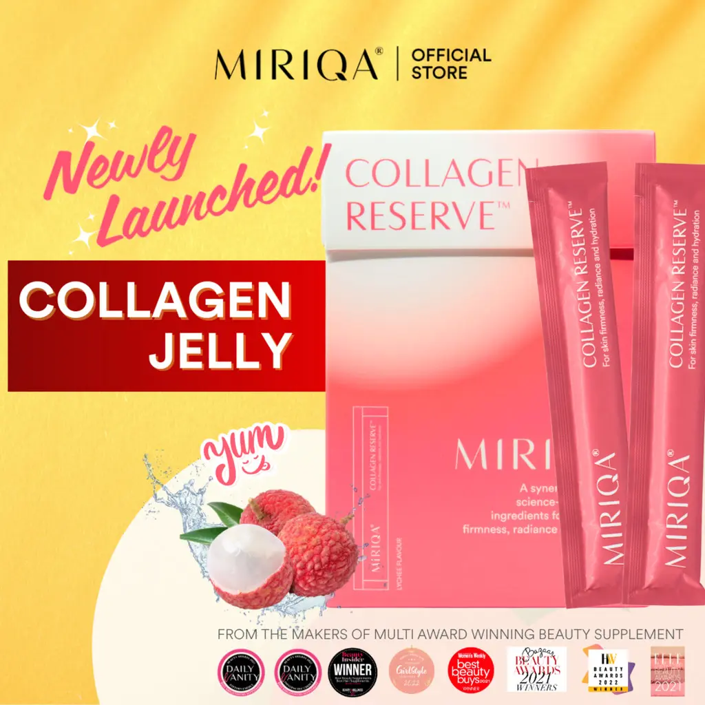 MIRIQA Collagen Reserve (Hydrolyzed Marine Collagen | Vitamin C | Niacinamide | Hyaluronic Acid) Lychee Flavour