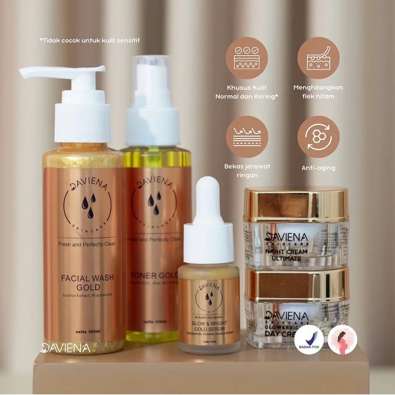 Daviena Skincare acne, glow, gold series