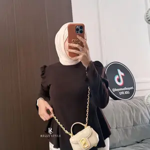 Qiora Blouse Wanita Rib Knit Premium - Atasan Cantik & Stylish - Bahan Nyaman - Serbaguna untuk Berbagai Kesempatan - Size M L XL - Elegan dan Modis