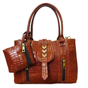 Lyka SALMA Tas Tenteng Jinjing Wanita Cewek Perempuan Bahan Croco Sintetis MultiFungsi Dua Ruangan Pakai Resleting Tali Panjang Dompet Dan Resleting Selempang