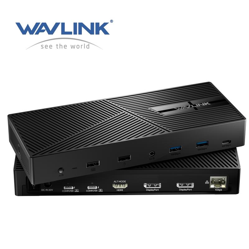 WAVLINK USB-C KVM Switch 3 Monitors 2 Hosts, DisplayLink Universal ...