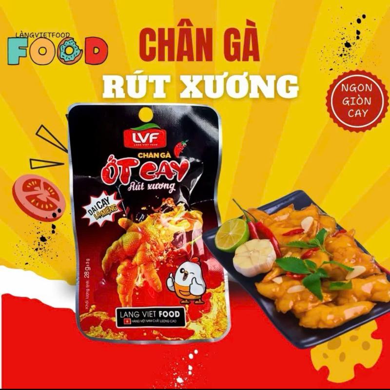 Combo 30 Chiếc Chân Gà rút xương ớt cay của Làng Việt Food Thơm Ngon Dai Giòn Sần Sật đồ ăn vặt chất lượng cao Mỗi gói 25gr