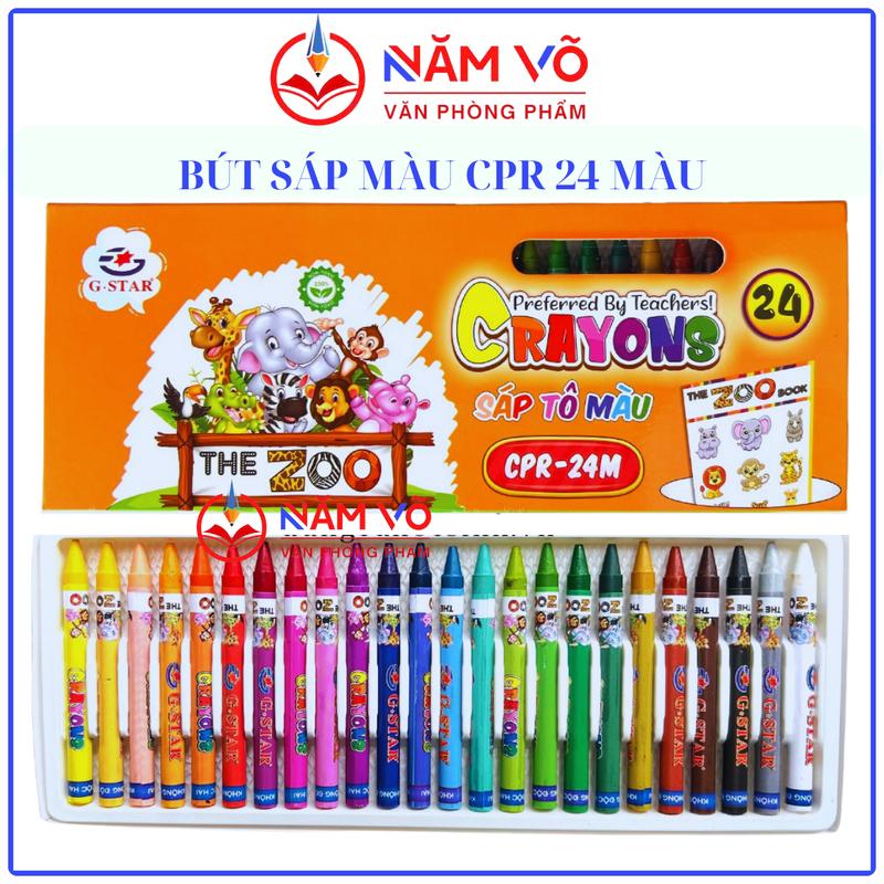 (CPR 24 MÀU) HỘP 24 Cây Bút Sáp Tô Màu / Bút Sáp Màu Gstar CPR 12 Màu Kèm Sổ Tô Màu Cho Bé, Màu Đẹp, Tươi Sáng