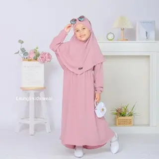 GAMIS ANAK MUSLIM PEREMPUAN SET HIJAB AISYAH CRINGKLE BAHAN ADEM 6