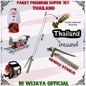 stik sprayer thailand/ Paket Premium Super Jet Thailand Nozel Super Kabut Stik Panjang 60-150 cm Hendel & Stop Kran Stenlis
