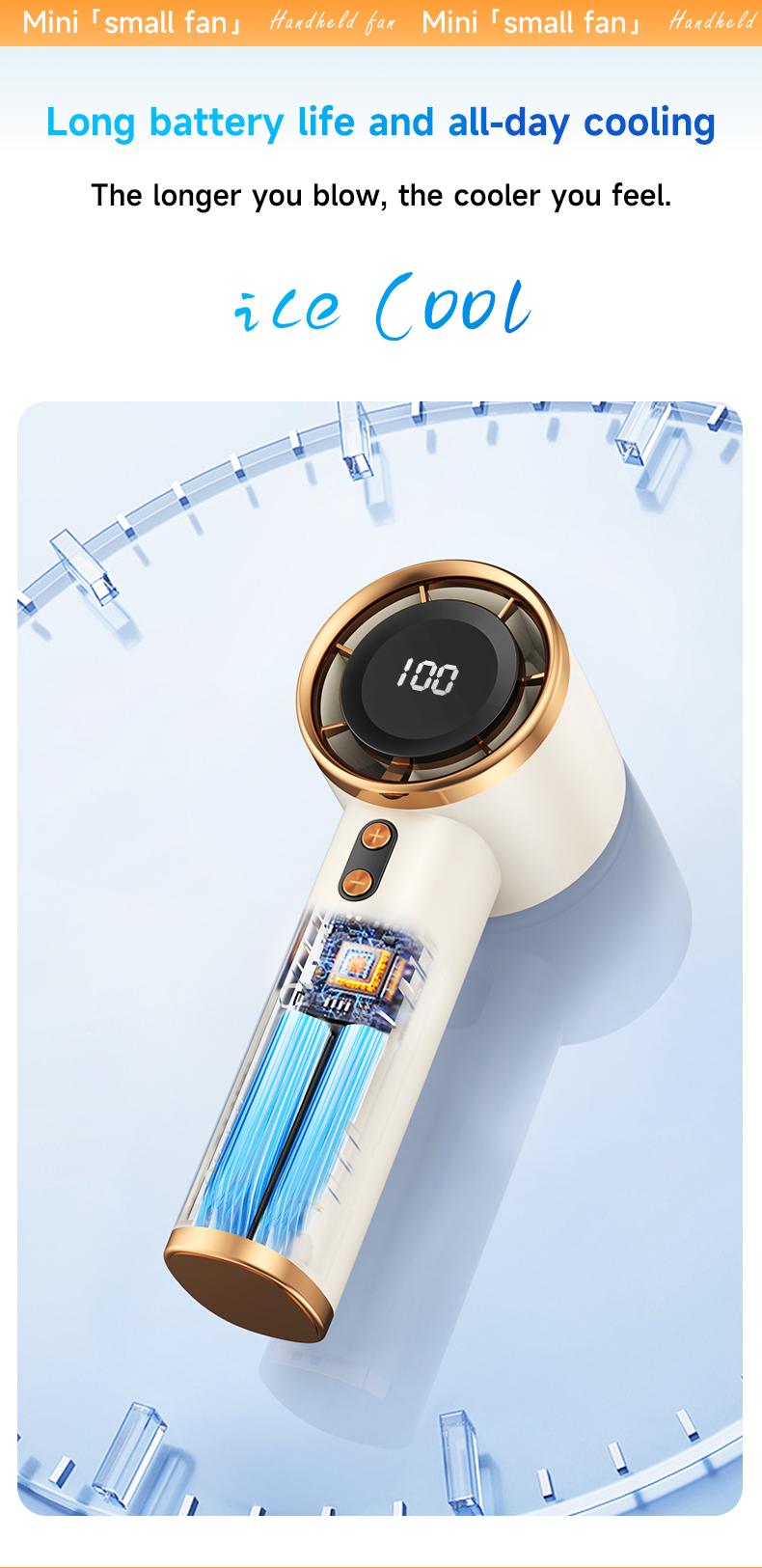 Mini Star Fan for Rapid Cooling, 100 Speeds, Hurricane Powerful Fan, Mini Portable USB Rechargeable Turbine Fan, Handheld with High Airflow