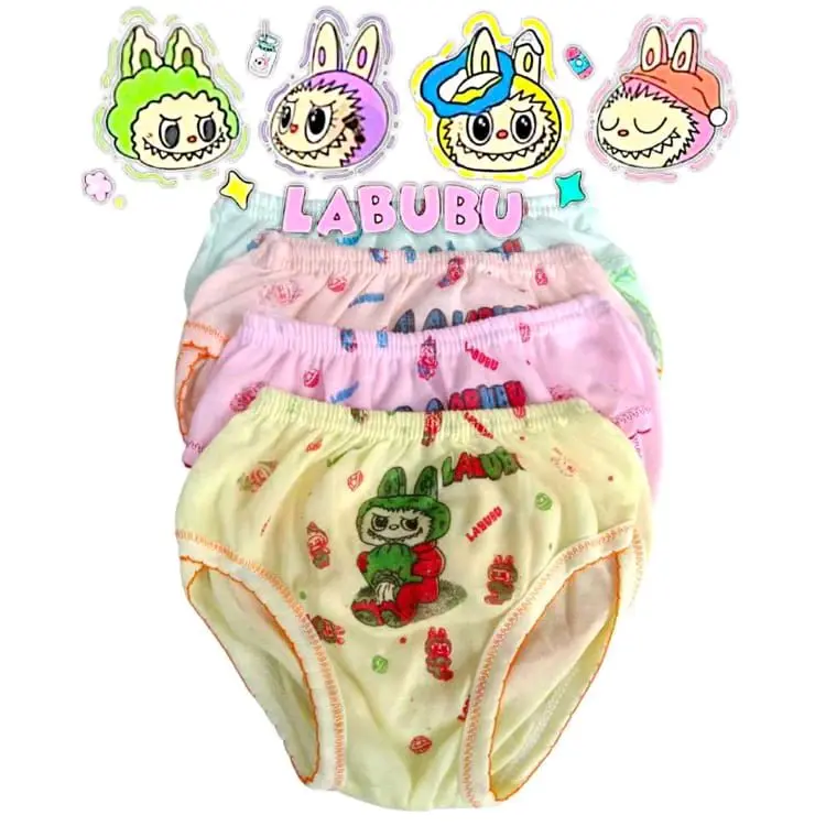 CD LABUBU ISI 12 PCS Celana dalam anak perempuan motif KARAKTER usia 1-8 Daeman anak cewek terbaru 0