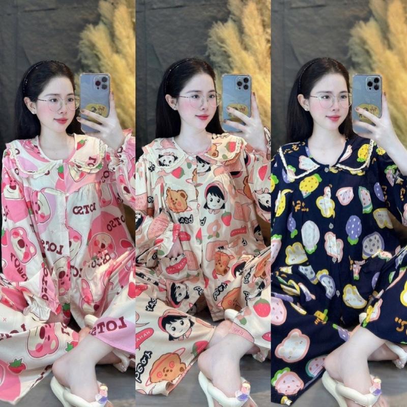  Đồ bộ tole 2 da đồ bộ mặc nhà mát mẻ mùa hè pijama xinh tay dài quần dài dáng baby doll 40 đến 62kg vừa 