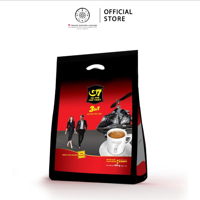 Trung Nguyên Legend Coffee Cà phê sữa hòa tan G7 3in1 - Bịch 50 sticks 16gr gói dài Cafe sữa cà phê 3 trong 1