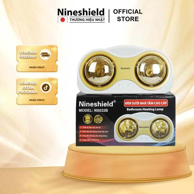 Đèn sưởi nhà tắm 2 bóng vòm Nineshield NS032B chống cháy nổ, tiết kiệm điện - Bảo hành 12 tháng