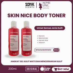 [BELI 2 LEBIH HEMAT] SONIK SCENTS SKIN NICE BODY TONER MERAH 200ml - With Glycerin Niacinamide AHA - Mengangkat sel kulit mati ORIGINAL BPOM