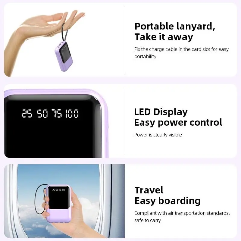 Powerbank 60000 mAh Mini Size With 4 USB Fast Charging Lightweight LED Display Power Bank 8