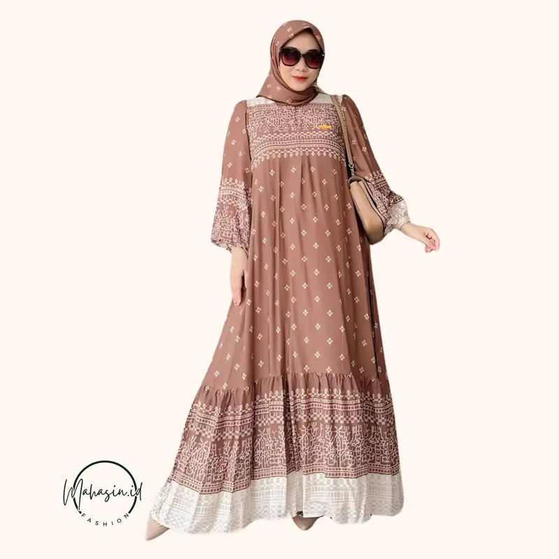 Gamis Free Hijab Denada Busui Friendly - Dress Wanita Semi Jumbo -  Gamis Wanita Kekinian Free Hijab Kain Katun Rayon Motif Nyaman 2