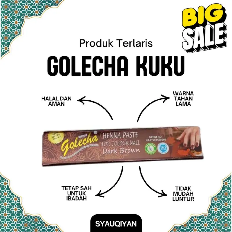 HENA GOLECHA KUKU BPOM Nail Art Cantik Pacar Kuku Halal Bentuk Tube Sah Untuk Sholat Ibadah Muslimah seharga Rp.7.000. Dapatkan sekarang juga! Henna Maroon Brown Mempercantik Pewarna Red Polish Wanita Kutek Inai 2
