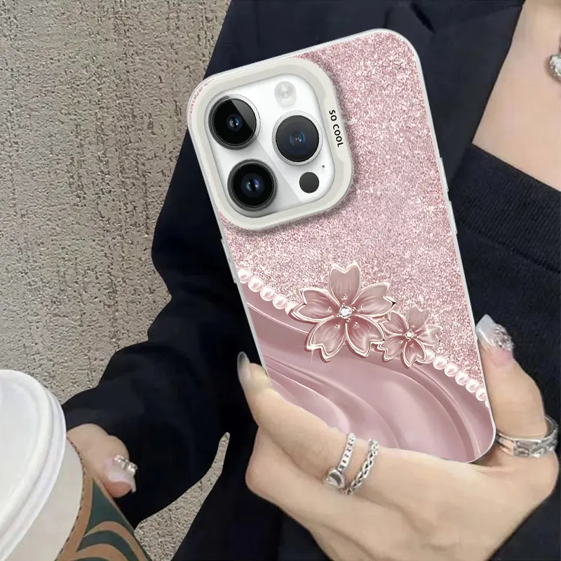 CASING FL0WER P1NK FOR IPH0NE OPP0 V1V0 INFIN1X S4M5UNG RE4LME REDM1 BUNGA LUCKY MANIK-MANIK PEARLS TERKINI PREMIUM NEW CASE CYK0456 3