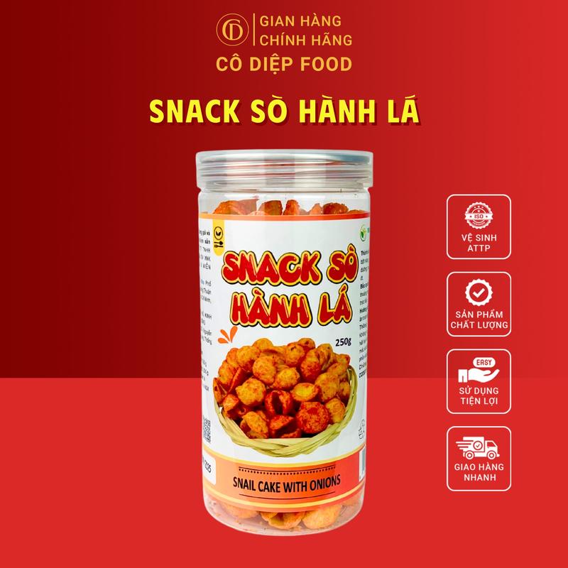 Snack Bánh Sò Hành Lá, Bánh Ốc Hành - Lon 250 gram - Hàng Đạt ATVSTP