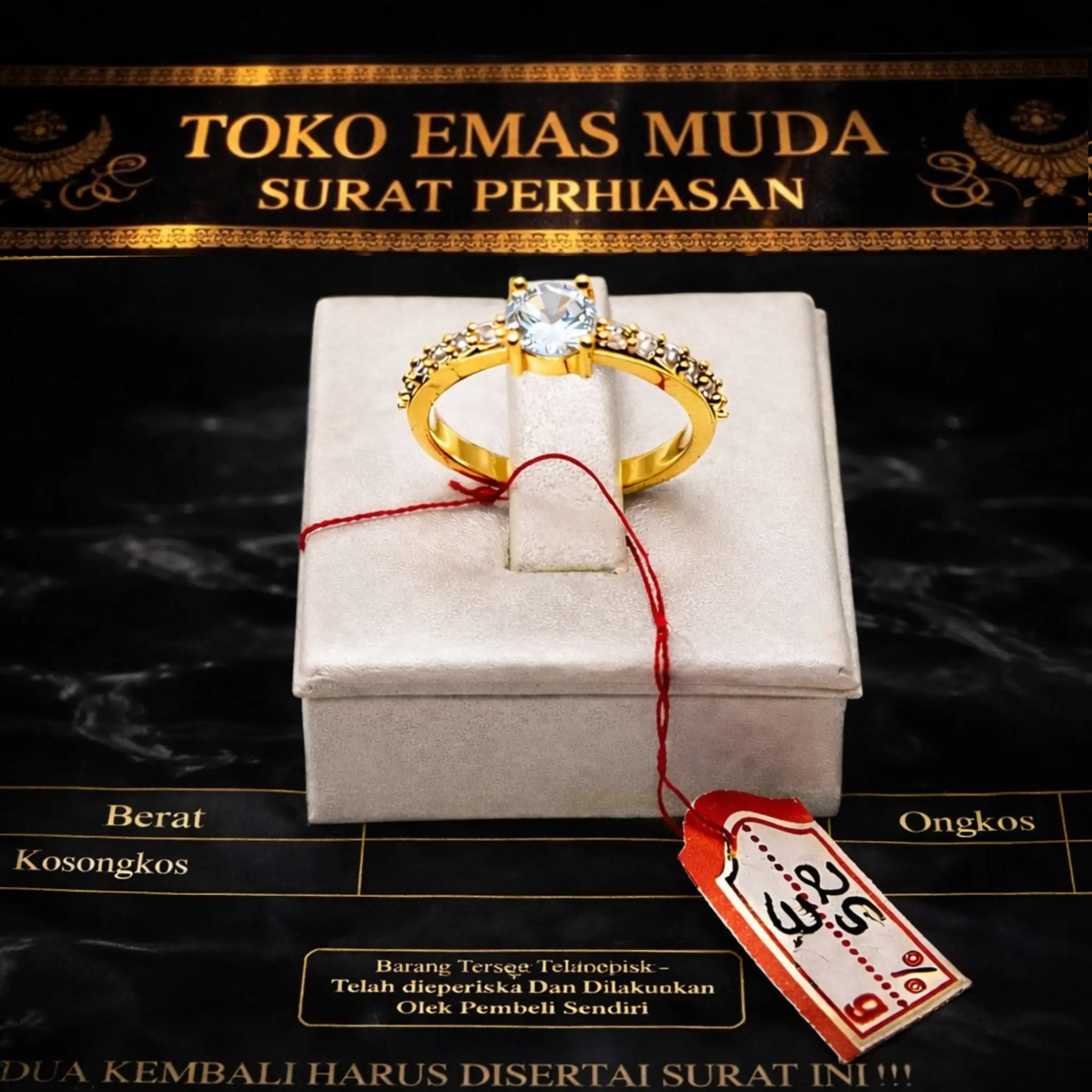 Cincin Wanita Motif Batu Permata Berlapis Emas Muda Perhiasan Wanita Premium Mewah Elegan