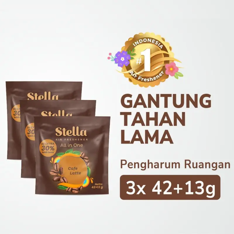 3 Pcs Stella Gantung All In One Cafe Latte - Parfum Pengharum Mobil dan Ruangan Aroma Kopi 2