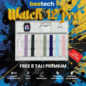Beetech Smartwatch 12 Original Generasi Tertinggi dapat 8 Tali untuk iOS Android Fitur Notifikasi masuk ANGKAT TLFON DENGAN SENSOR GERAK - MRT
