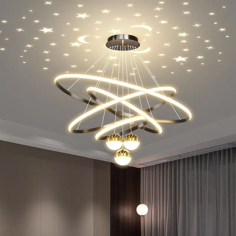 Led 3 Warna  Nordik Kristal Lampu Gantung   Minimalisme proyeksi chandelier  Restoran Ruang Tamu kamar tidur Koridor  Dekoratif Mewah 6