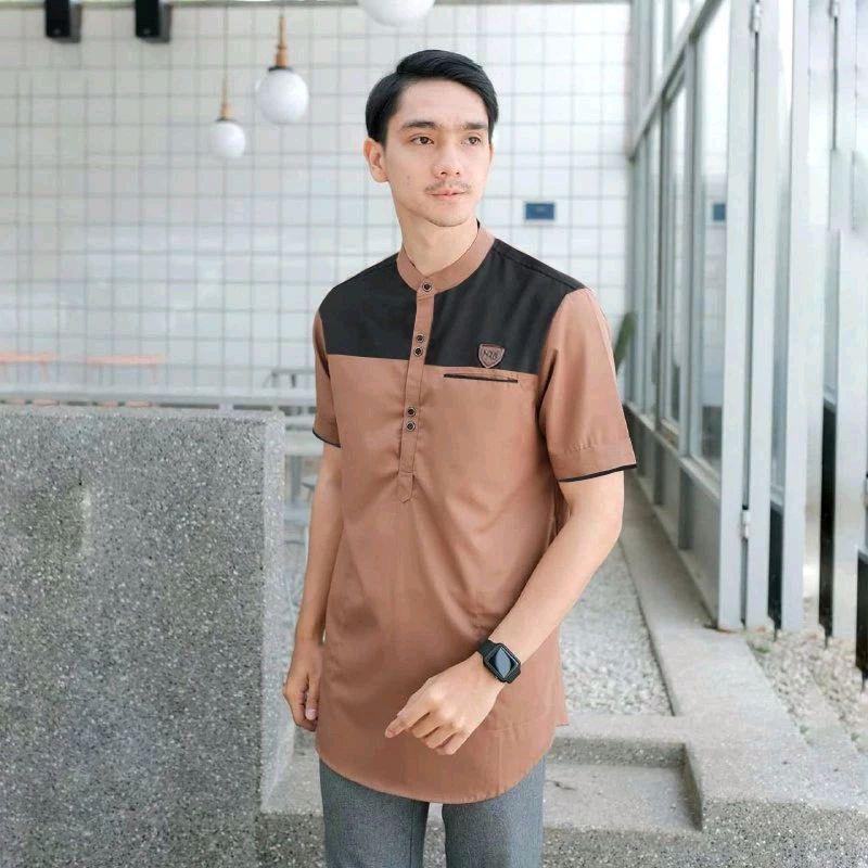Koko Qurta Dewasa Lengan Pendek, Kurta Muslim Rama Virall, Bahan Katun Mudah Menyerap Keringat, Jahitan Rapih Istimewa 1