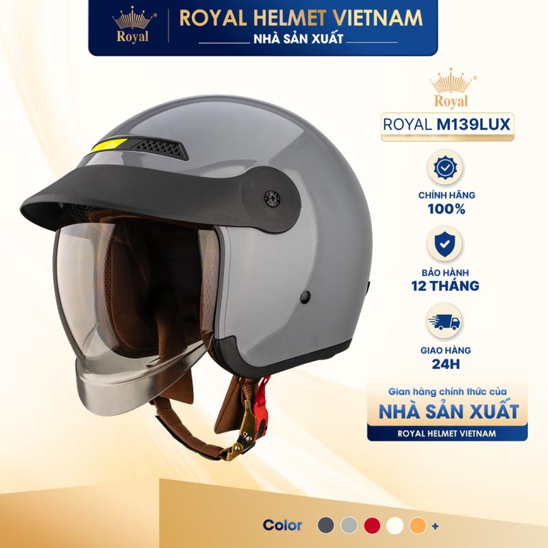   NHÀ SẢN XUẤT  PHIÊN BẢN LUXURY I Mũ Bảo Hiểm 3 4 Royal M139 LUXURY Trơn Kính Âm Chính Hãng Chống Chói Chống UV 