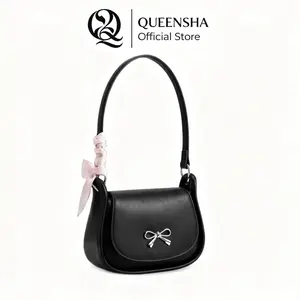 Queensha Tas Selempang Wanita SHERA MINI Slingbag Wanita Terlaris [Free Bagcharm] Korean Style Bag - Tas Wanita Putih Cantik Free Scarf & Pom-pom
