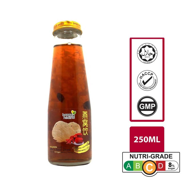 Happy Health Collagen Plus++ Bird's Nest Drink - Red Dates Wolfberry / Honey Longan / Aloe Vera & Rock Sugar (3 Bottles) Halal  Beverage 2
