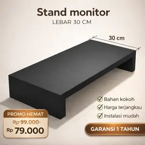 Stand Monitor Minimalis Lebar 30 cm | Dudukan Monitor Meja PC & Laptop | Kokoh, Ergonomis, Desain Modern untuk Kantor & Gaming | PlyWorks Furniture Jepara