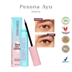 ESENSES Stay On Eyeliner 4ml - Waterproof, Long Lasting dan ujung kuas yang tipis Kosmetik Pensil