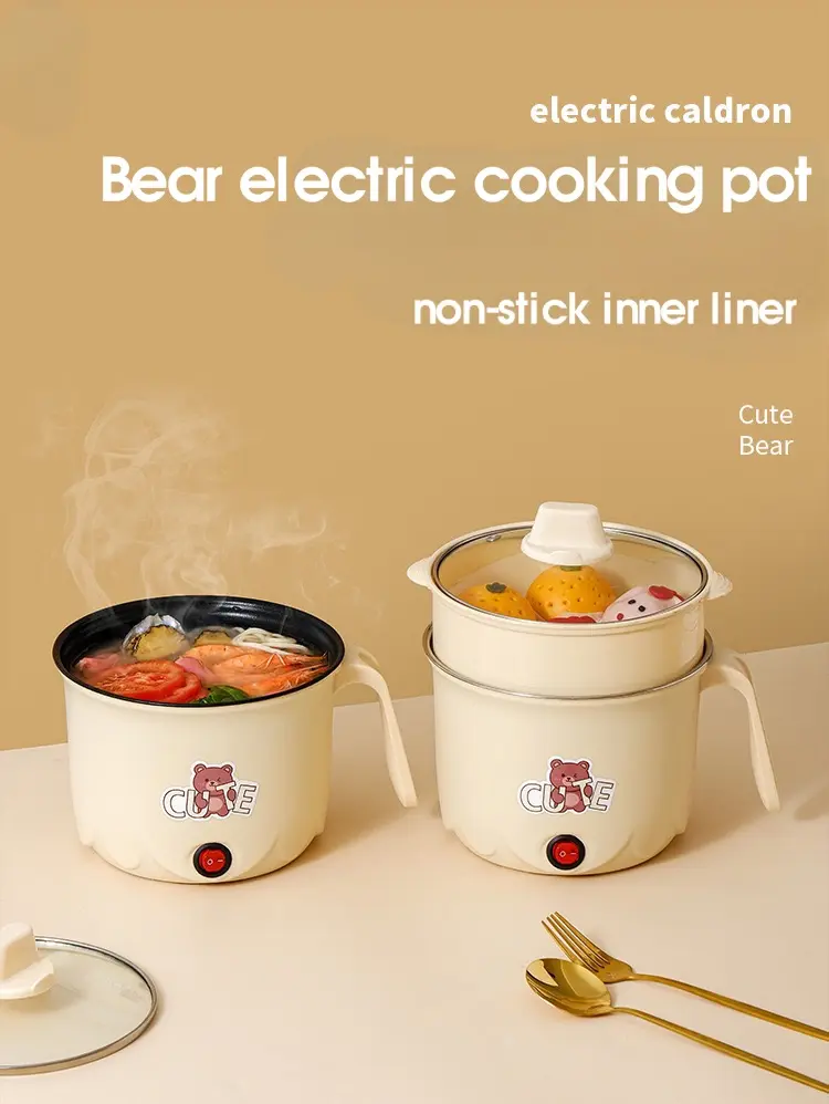 Multi-Function ceramic coating non-stick Electric Cooker - Portable All-in-One Cooking Solution for Rice, Steaming, Frying & Soup