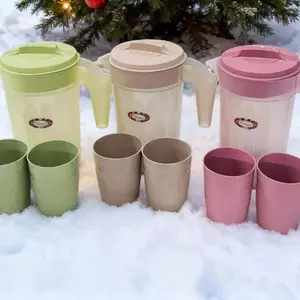 AB grosir- isi 3 lebih murah Teko Plastik Serbaguna Bahan Tebal Tahan Panas Anti Pecah 1,5 Liter Kapasitas 1000ml Diameter 10cm Tinggi 17cm Ideal untuk Minuman di Rumah