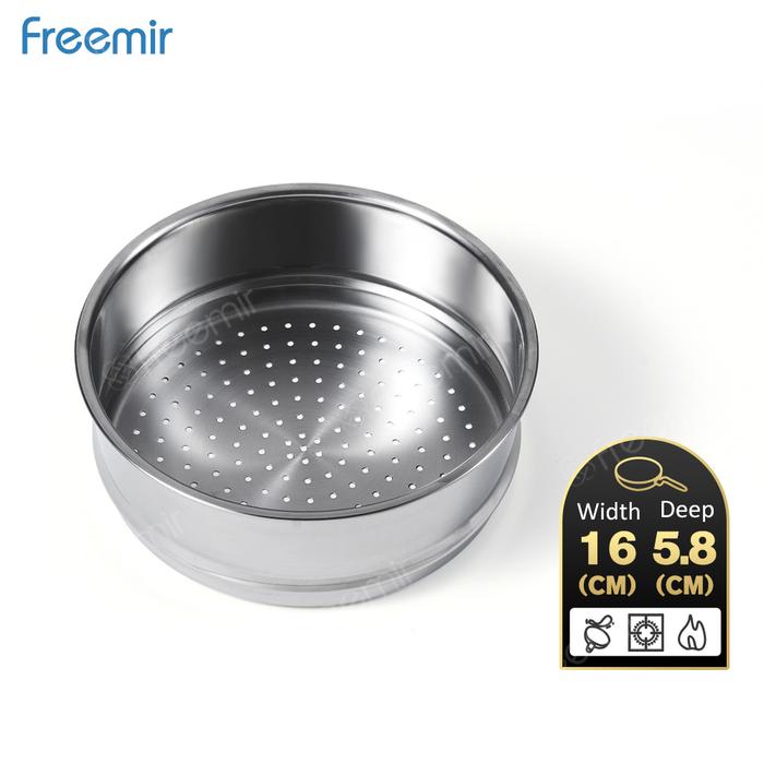 Gambar [MEGA SALE] freemir Stainless Kukusan 16 cm TERBARU Kukus Dimsum/Sayur/Telur Masak Praktis Kompatibel Untuk Wajan freemir 16cm dari freemir Jabodetabek Kota Surabaya Tokopedia