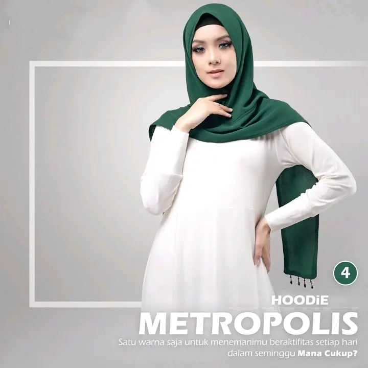 Jilbab instan Hoodie Metropolis 2 layer By Bayza Kerudung Muslim
