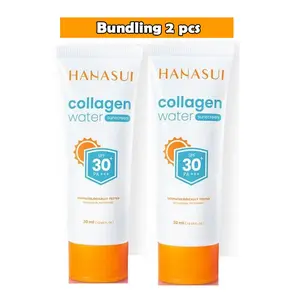 (2pcs) Hanasui Collagen Water Sunscreen SPF 30 PA++++ 30ml - Perlindungan Maksimal untuk Kulit Anda - Wajah, Facial Perawatan Berminyak Waterproof