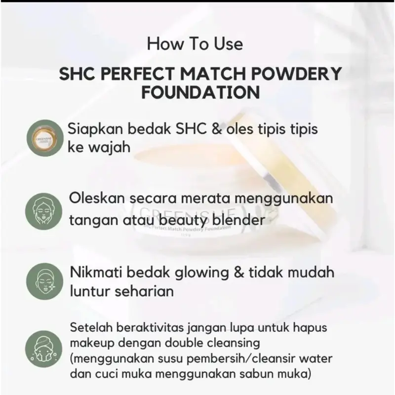 SHC Powdery Foundation | Bedak SHC Greenshe - Bedak Glowing 3