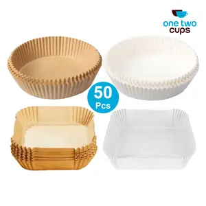 50psc Kertas Alas Air Fryer Disposable Baking Paper Food Grade Anti Lengket Bulat Kotak 16cm 20cm Kitchenware