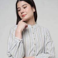 Gambar MCB Blouse Wanita Lengan Panjang Rimple Stripe Biru-Hijau Reg Big Size M-XXXXL | 55.5102125 - Biru-Hijau, L dari MCB CLOTHING Kab. Tulungagung 4 Tokopedia