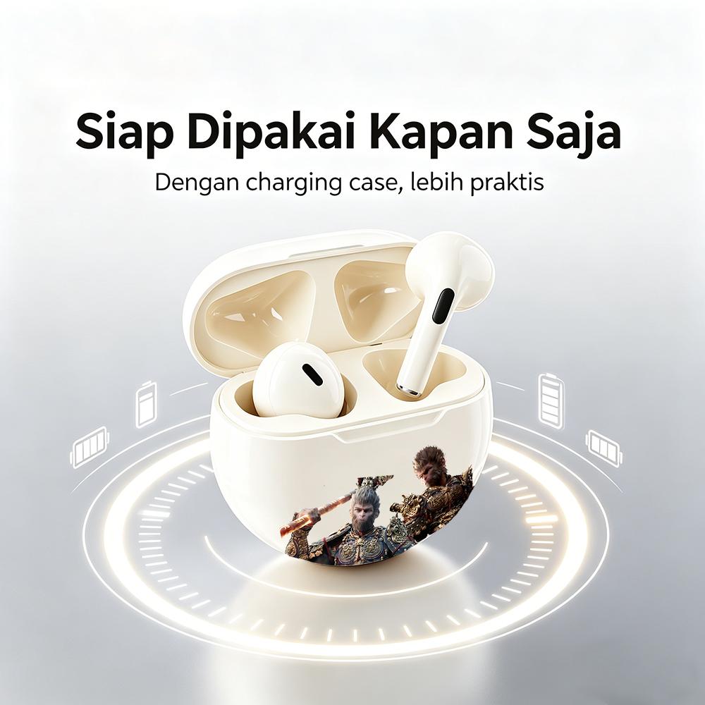 Black Myth Wukong Bluetooth TWS Earbuds Bluetooth 5.4 | Deep Bass Kuat • Baterai Tahan Lama • Panggilan Jernih • Cocok untuk Gaming, Travel, Olahraga & Panggilan Harian