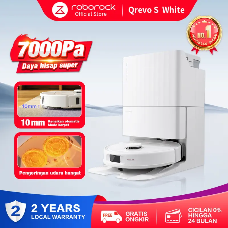Roborock QrevoS | Robot Vacuum Cleaner Sapu Pel Vakum Penyedot Debu | Daya Hisap 7000Pa | Garansi Lokal 2 Tahun 1