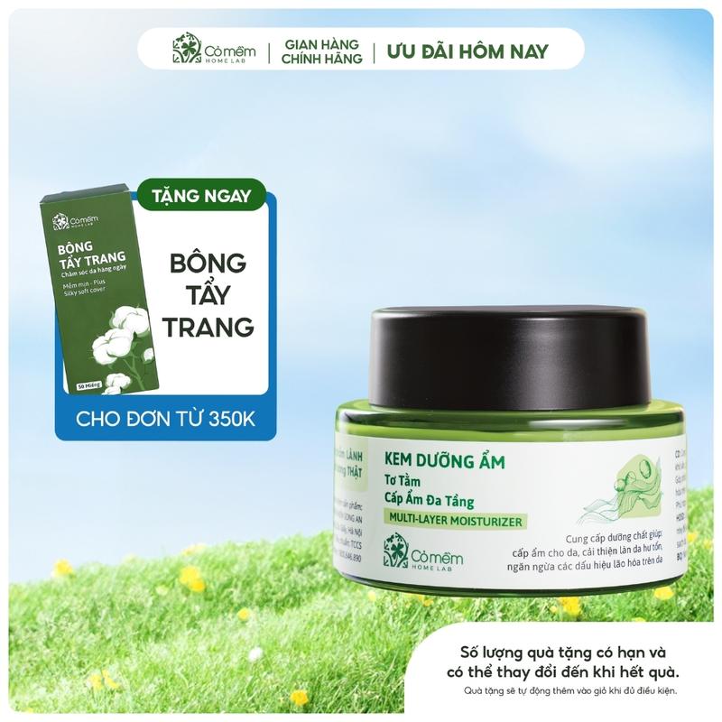 Kem dưỡng ẩm đa tầng phục hồi da Tơ Tằm và Kem dưỡng kiềm dầu giảm mụn Rau Má Skincare Cỏ Mềm 50gr